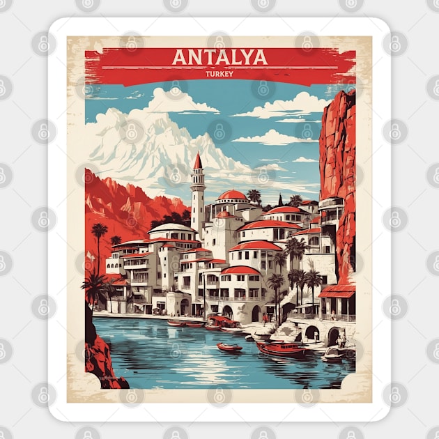 Antalya Turkey Vintage Retro Travel Tourism Sticker by TravelersGems